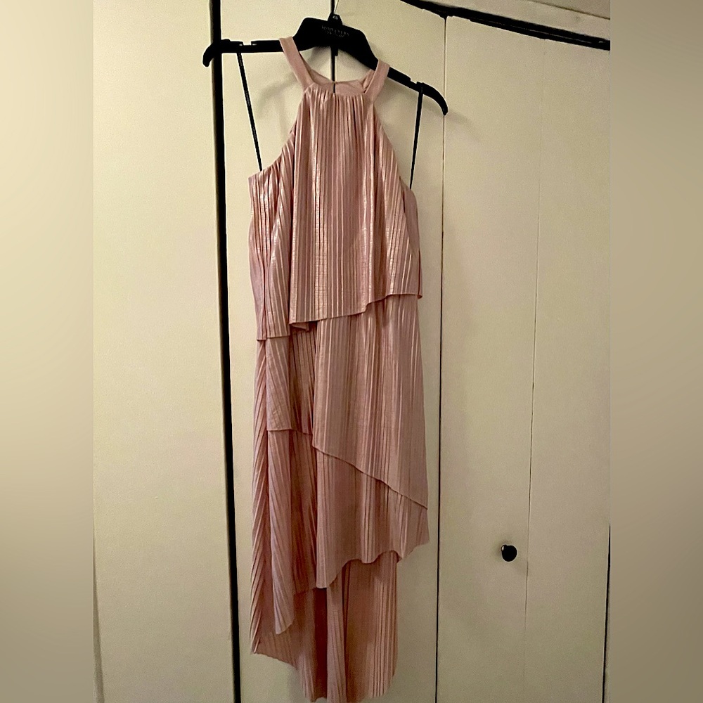 Halter Neck - Tiered  High-Low Midi Dress.